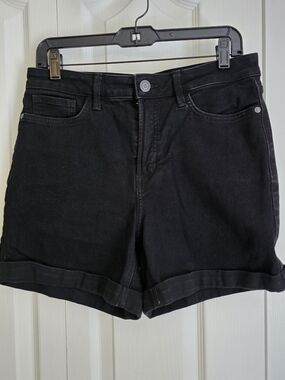 LC Lauren Conrad Black High-Rise Rolled Hem Jean Shorts
